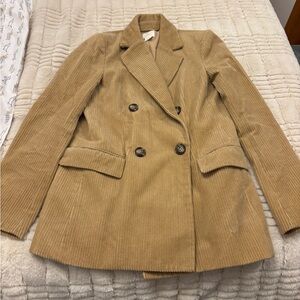 H&M Camel Corduroy Double-Breasted Blazer